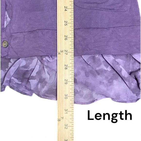 LOGO by Lori Goldstein button front knit cardigan with water colored sheer trim - Picture 5 of 8